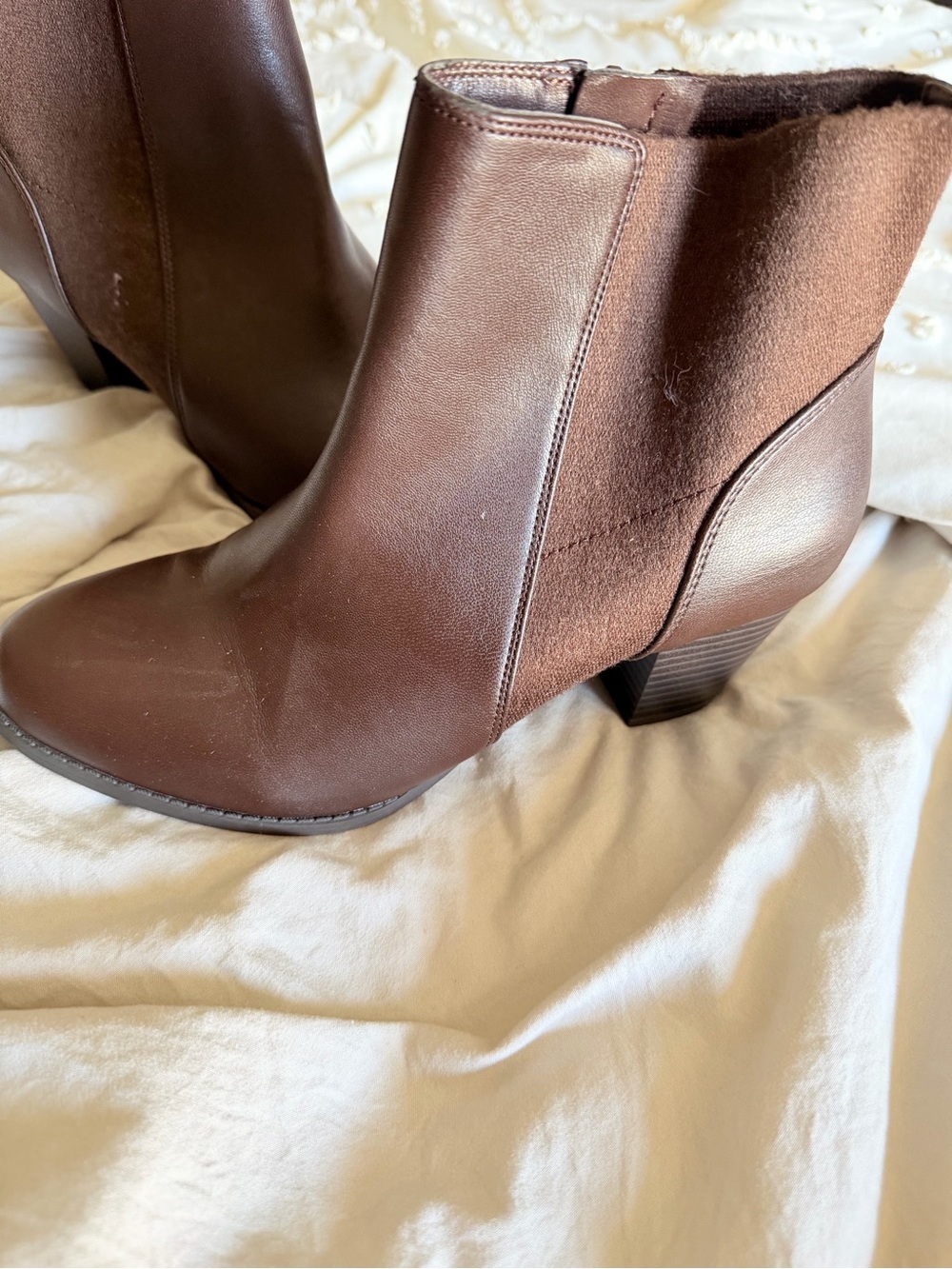Kelly & Katie Brown Leather & Suede Ankle Booties